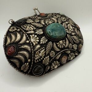Vintage Natural stone rock metal purse - Sajai
